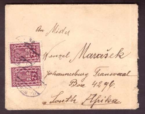 Austria . Nice Cover 1922 from Wien to Johanersburg . S.A.