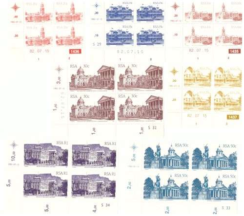 South Africa 1982 Issue  4 Definitive series.Control blocks.MNH.