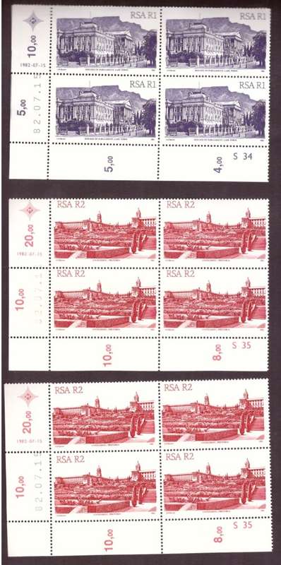 South Africa 1982 Issue  4 Definitive series.Control blocks.MNH.