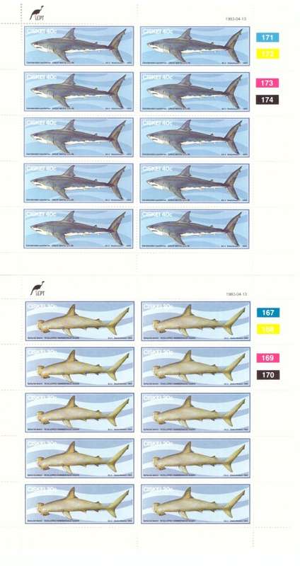 South Africa CISKEI 1983 issue . Sharks  mini sheets.