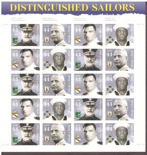 USA 2010 Scott # 4440-4443. Distinguished Sailors. Pane of 20. MNH