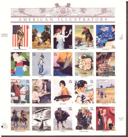 USA 2000 Scott # 3502. American Illustrators. pane of 20MNH.