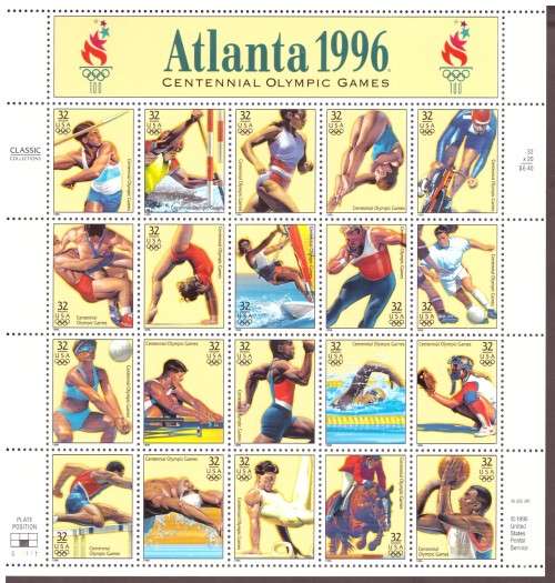 USA 1996 Scott #3068.  Atlanta 1996. pane of 20 MNH.