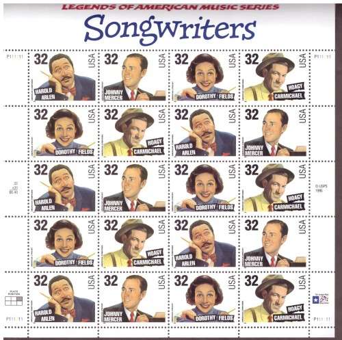 USA 1996 Scott #3100-3103. Songwraiters. pane of 20 MNH.