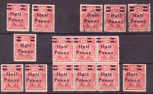 British South Africa Company 1917 overprint issue #280 SACC. Variety NN and NY shifte oveprint.