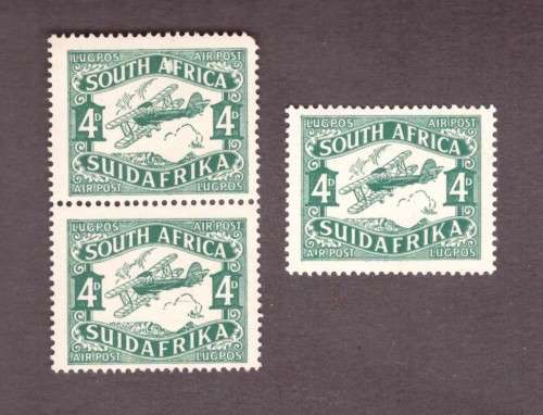 UNION 0f South Africa  Air mail issue with variety SACC 40a and 40d.