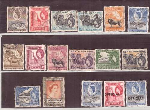 Kanya Uganda Tanganyika Q,E,II 1954 Full set used and official.