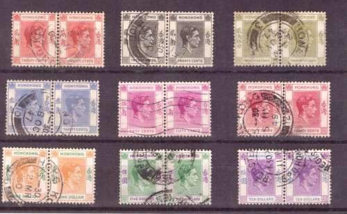 Hong-Kong 1947  King GeorgVI . 9 Pairs used good value.