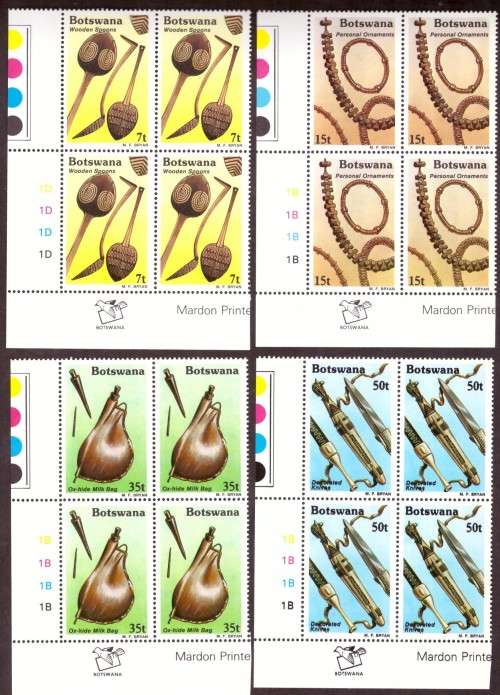 Botswana .1983  SG 545-548. Corner blocks of4 set , corner singels  set,  complit set all MNH.