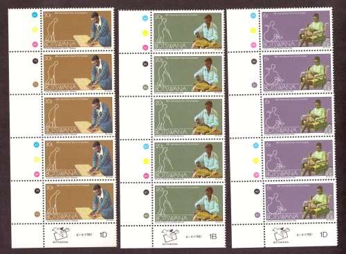 Botswana .1981  SG 486-488. Corner blocks  set ,   set of dabels . cover.