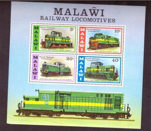 Malawi  1976  Locomotives. Souvenir sheet.