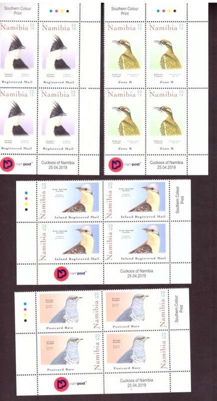2019 NAMIBIA . MNH corner blocks of 4 + cover