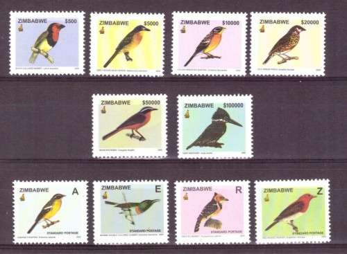 Zimbabwe Scott #976-982 . 2008 Full set  MNH.