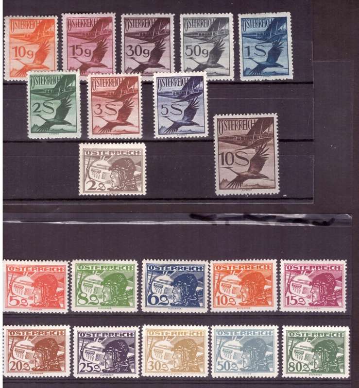 Austria. Airmail stamps issue 1925-30.  MNH. Scott # C12-C31.