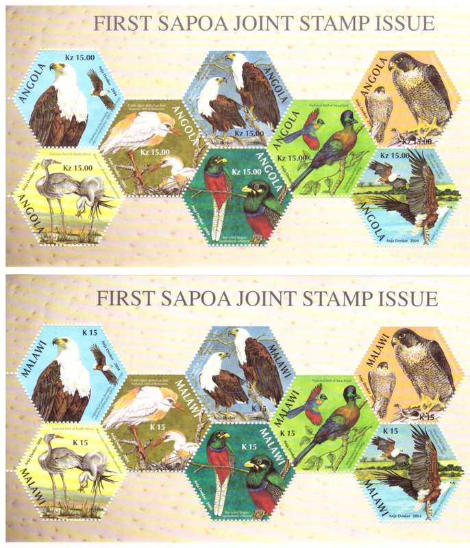 South Africa2004 First SAPOA issue 8 Sheets include Angola and MALAWI .MNH.