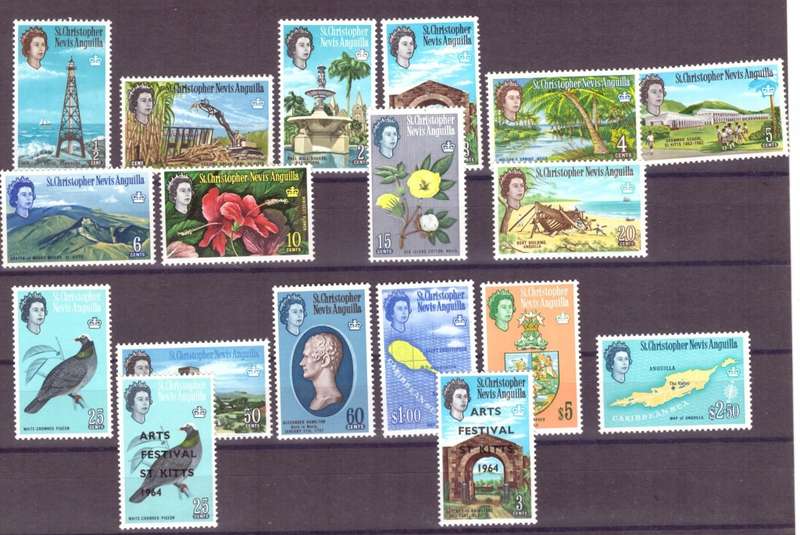 St. Christopher Nevis Anguilla  Scott #145-160.Full set  MNH  1963 + extra.