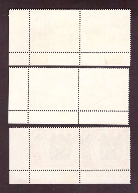 Rhodesia  1966-70  issue. SACC #153-154-155. PL 1A.  10/ varieti ,dot on top of D.