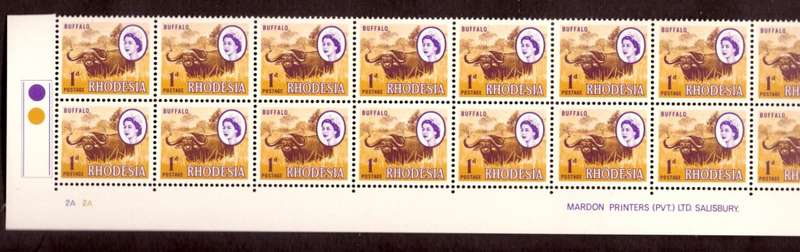 Rhodesia  1966-70  issue. SACC #145-146,2-147,2-148-150. Imprint and control blocks  7.