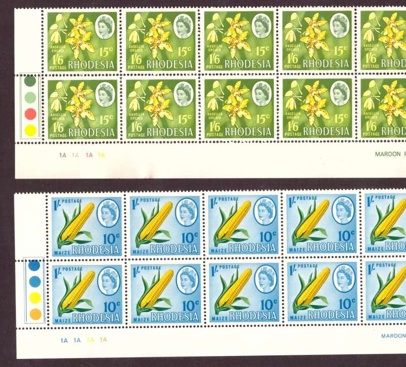 Rhodesia  1967 Dual Currency issue. SACC #167-168-169-170. Imprint and control blocks  4.
