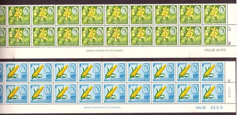 Rhodesia  1967 Dual Currency issue. SACC #167-168-169-170. Imprint and control blocks  4.