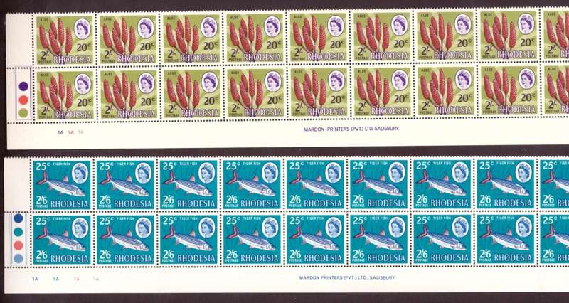 Rhodesia  1967 Dual Currency issue. SACC #167-168-169-170. Imprint and control blocks  4.