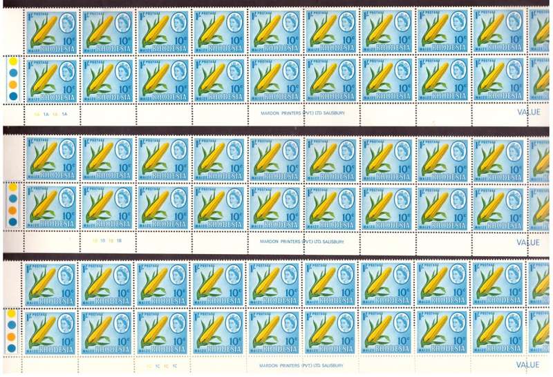 Rhodesia  1967 Dual Currency issue. SACC #167 PL 1A-1B-1C. Imprint and control blocks  3.