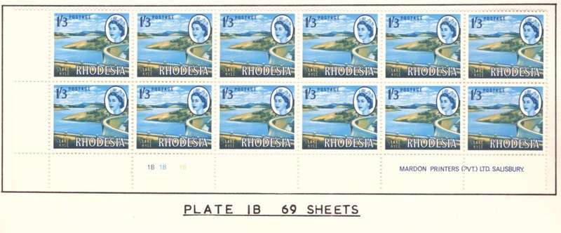 Rhodesia  1966-70  issue. SACC #151 B. Imprint  and Control block..  Hinge on margin. Experimental .