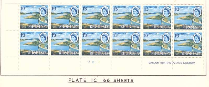 Rhodesia  1966-70  issue. SACC #151 B. Imprint  and Control block..  Hinge on margin. Experimental .