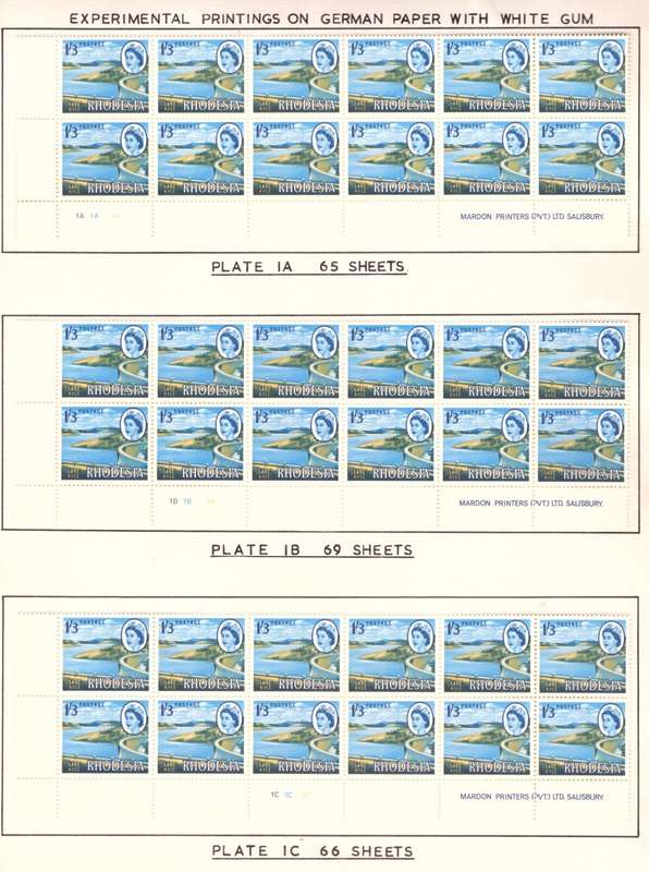 Rhodesia  1966-70  issue. SACC #151 B. Imprint  and Control block..  Hinge on margin. Experimental .