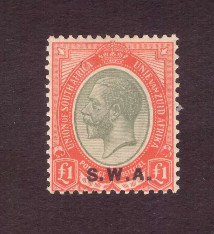 1927   SWA  [ NAMIBIA ] 1 pound oveprint .  SACC 92  MNH.