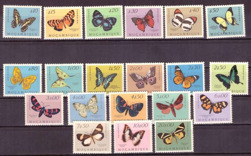 Mozambiqe 1953 issue. Scott #364-383. MH.