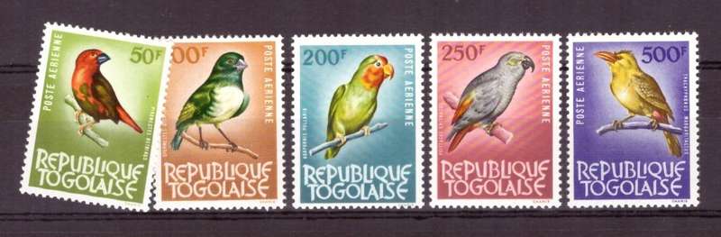 Rep. Togolaise  stamps issue 1964-65 Airmal. Scott#C36-C40.   MNH.