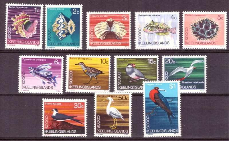 Cocos Islands  stamps issue 1969. Scott# 8-19, MNH.