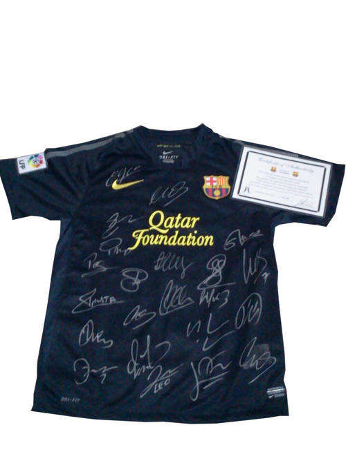 2011/12 Team signed Barcelona Soccer shirt +COA