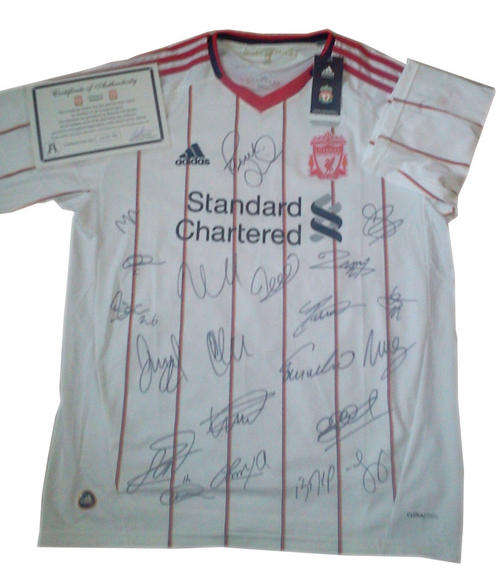 2010/2011 LIVERPOOL SOCCER JERSEY TEAM SIGNED
