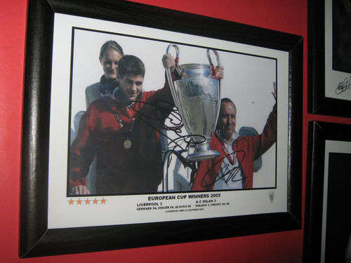 LIVERPOOL CHAMPION LEAGUE WINNERS 2005 A4 PHOTO PRINT -GERRARD,BENITEZ