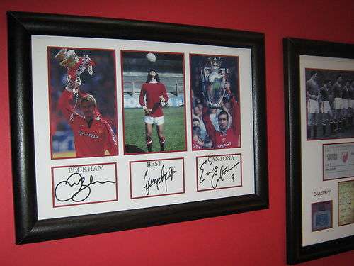 MANCHESTER UNITED LEGENDS BECKHAM,CANTONA AND BEST SIGNED PRINT