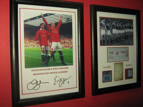 MANCHESTER UNITED LEGENDS ERIC CANTONA AND DAVID BECKHAM SIGNED PHOTO