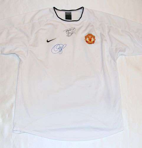 Teddy Sheringham & Ole Gunnar Solskjaer Manchester United Football Shirt with COA