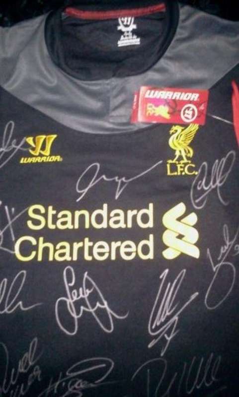 Liverpool Away Team Signed 12/13 Jersey + C.O.A.