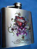 Ed Hardy Love Kills Flask Christian Audigier 3.oz