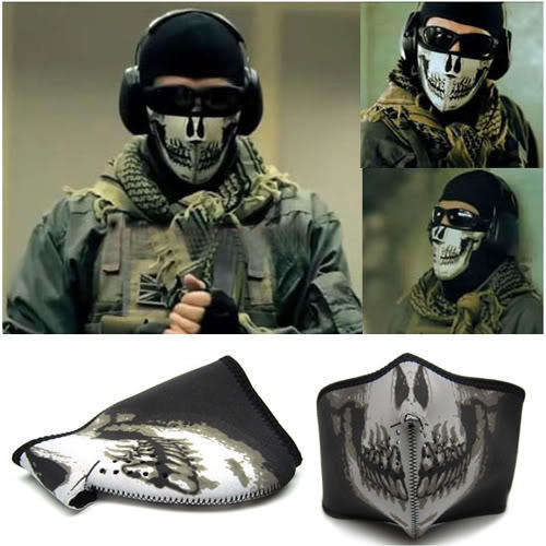 **10 ON SALE**Polartec Biker Motorcycle Skull Skeleton Half Face Mask Facemask