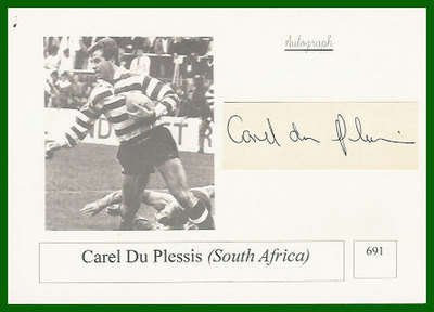 CAREL DU PLESSIS S AFRICA AUTOGRAPH RUGBY PHOTO CARD