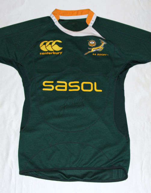 Jean de Villiers Autographed South Africa Rugby Union Shirt with COA
