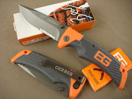 New Gerber Bear Grylls Camping Rescue Folding Serrated Tactical Knife