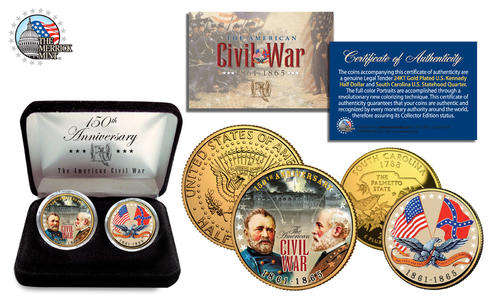 American CIVIL WAR *150th Anniversary* 24K Gold U.S. Legal Tender 2-Coin Set