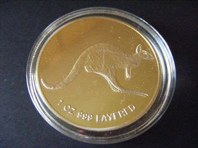 999 24k Gold Layered 1oz Coin - "2011 KANGAROO"