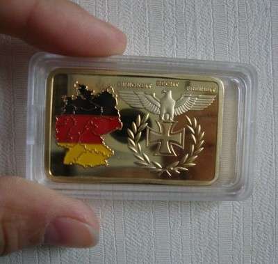 NR! 1 Oz .999 24k Unified Germany Post Deutsche Gold Clad Bar