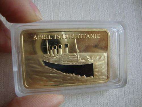 1912 RMS TITANIC 100 YR ANNIVERSARY 1 OZ .999 24K PURE GOLD LAYERED BULLION BAR