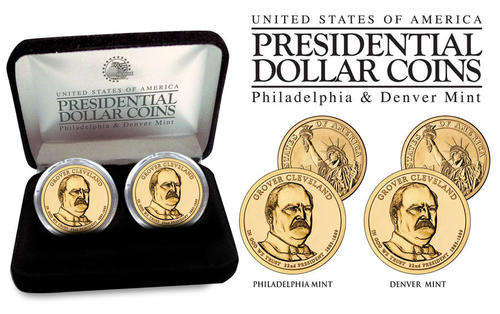 GROVER CLEVELAND 1st Presidential $1 Dollar 2-Coin US Mint Set w/BOX *P&D MINT*